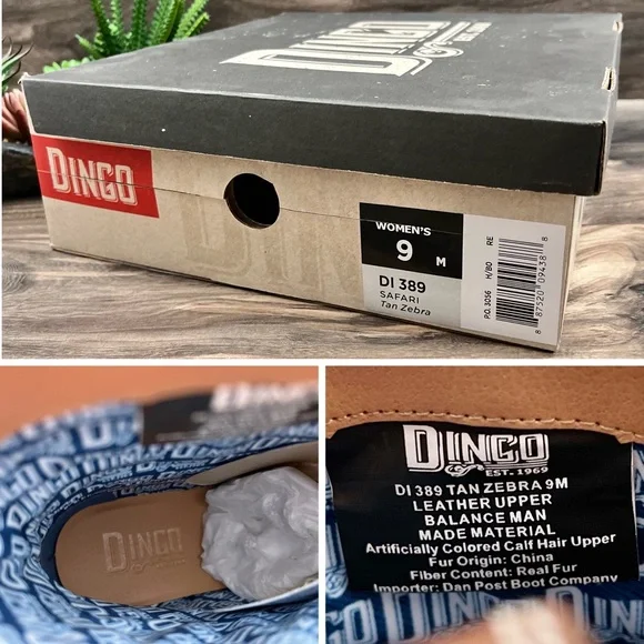 NIB Dan Post Dingo Safari Haircalf Western Cowboy Sneaker Boots Tan Zebra 9M - Picture 9 of 11